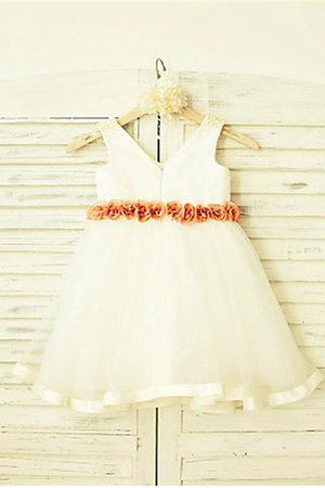 Robe de cortège enfant longueur mollet de princesse avec fleurs a-ligne en tulle - Photo 3