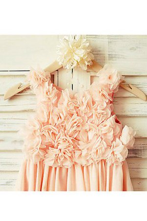 Robe de cortège enfant naturel bandouliere spaghetti de princesse ruché en chiffon - Photo 4