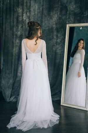 Abito da Sposa Elegante A Terra in pizzo largo con Maniche Lunghe Spazzola Treno - Foto 2