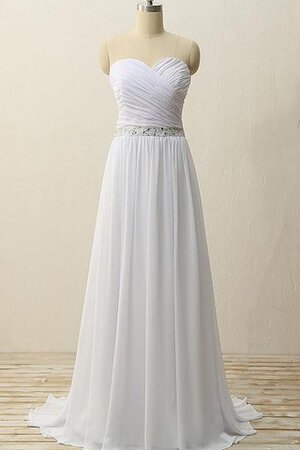 A-Line Chiffon Perlenbesetztes langes legeres Brautkleid mit Perlengürtel - Bild 1