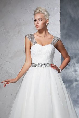 Abito da Sposa Lusso con Increspato Ball Gown Alta Vita Senza Maniche - Foto 5