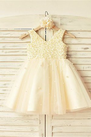 Robe de cortège enfant naturel de princesse ligne a en tulle avec sans manches - Photo 2