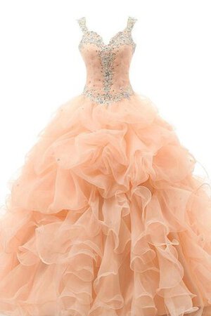 Robe de quinceanera avec perle de col en cœur en organza de mode de bal longueur au ras du sol - Photo 1