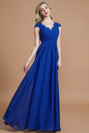 Robe demoiselle d'honneur naturel jusqu'au sol de princesse a-ligne ruché - Photo 6