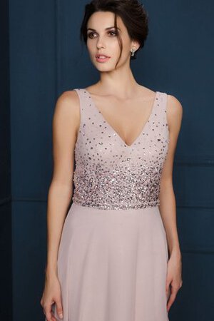 Robe de bal simple brillant avec perle avec sans manches en chiffon - Photo 4