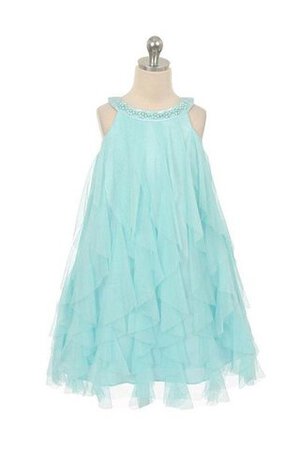 Robe de cortège enfant plissage a-ligne textile en tulle manche nulle de lotus - Photo 4