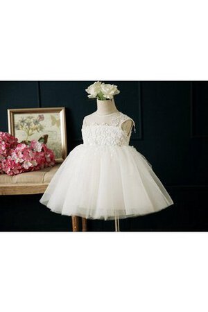 A-Line Empire Taille Juwel Ausschnitt Duchesse-Linie mini bodenlanges Blumenmädchenkleid - Bild 1