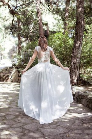 Vestido de Novia en Encaje de Barco de Apliques de Hasta el suelo de Plisado - Foto 3