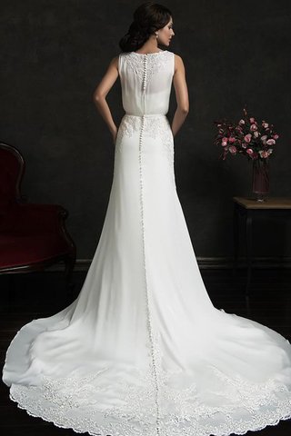 Abito da Sposa con Applique Senza Maniche con Piega A-Line tradizionale Elegante - Foto 2