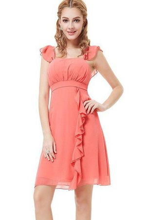 Robe de cocktail ruché avec manche courte encolure en carré avec chiffon ligne a - Photo 1