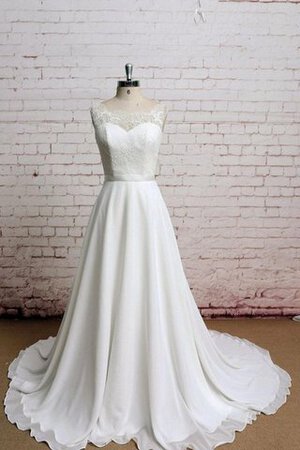 Robe de mariée sage formelle naturel avec décoration dentelle col en bateau - Photo 1