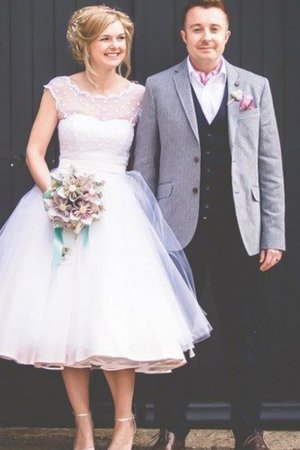 Robe de mariée de mode de bal encolure ronde haute qualité manche nulle simple - Photo 1