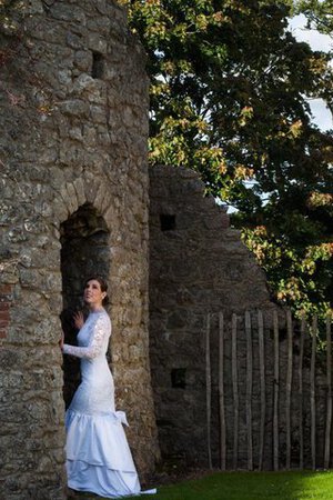 Robe de mariée modeste fermeutre eclair avec nœud de sirène longueur au ras du sol - Photo 3