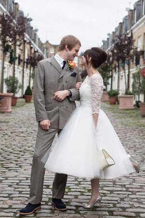 Abito da Sposa Moderno in Pizzo in Tulle in pizzo Sotto Ginocchio Semplice - Foto 2