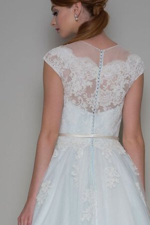 Abito da Sposa classico con Applique in Tulle Cappellino A-Line con Manica Corte - Foto 2