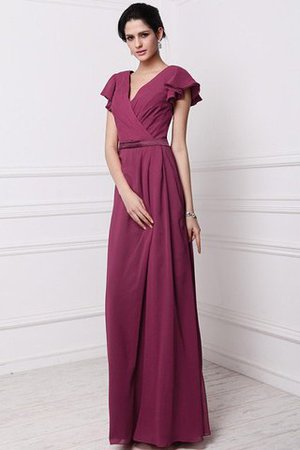 Robe demoiselle d'honneur plissé longue en chiffon avec fronce en forme - Photo 4