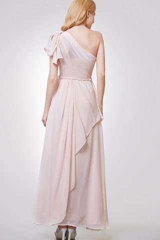 Ein Schulter kurze Ärmeln A-Line Elegantes langes Brautjungfernkleid mit Rüschen - Bild 2