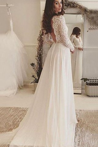 Robe de mariée plissé longue romantique avec chiffon de traîne courte - Photo 2