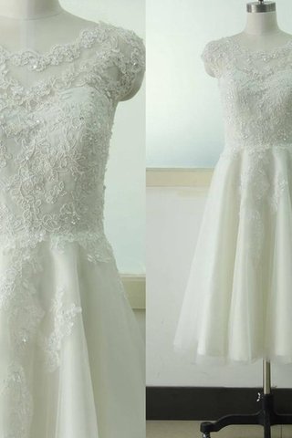 Abito da Sposa con Applique con Fiore Semplice Cerniera con paillette A-Line - Foto 2