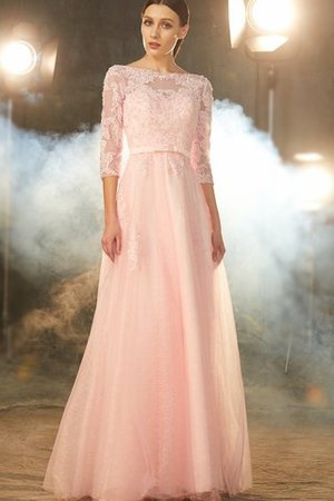 Robe de bal longue avec lacets textile en tulle avec manche 1/2 manche nulle - Photo 4