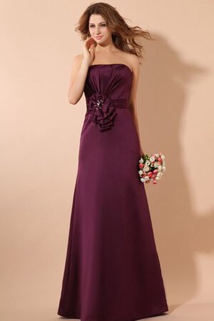 Robe demoiselle d'honneur luxueux de bustier avec fleurs en satin avec perle - Photo 1