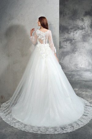 Abito da Sposa Lungo con Maniche Lunghe Naturale con Fiore Ball Gown - Foto 2