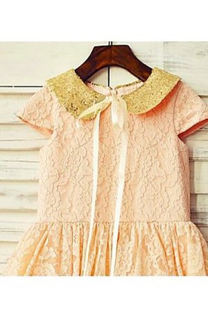 Robe de cortège enfant naturel a-ligne avec fleurs col u profond arrivée au mollet - Photo 4