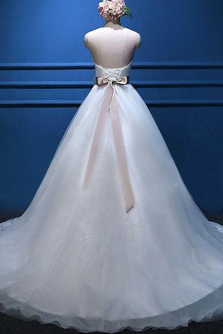 Robe de mariée naturel ceinture en étoffe de col en cœur textile en tulle avec ruban - Photo 2