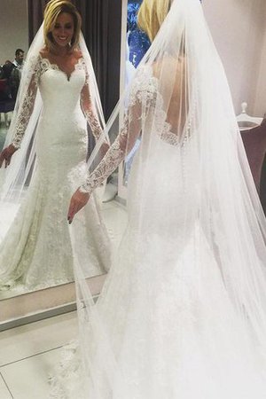 Abito da Sposa in Pizzo Vintage Tubino Spazzola Treno Elegante - Foto 1