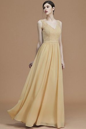 Robe demoiselle d'honneur en chiffon avec sans manches de lotus v encolure a-ligne - Photo 18