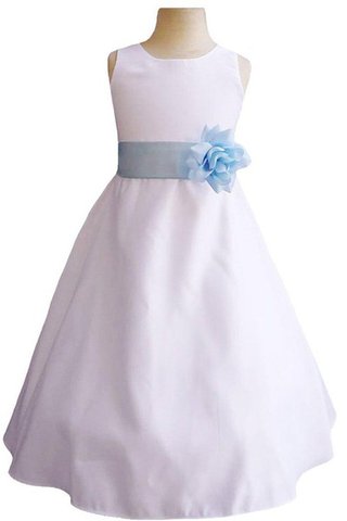 Robe de cortège enfant ligne a col u profond avec fleurs avec sans manches - Photo 1