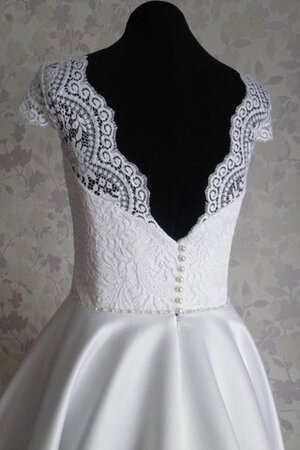 Abito da Sposa Cappellino in pizzo in Raso con Manica Corte con Perline Formale E Informale - Foto 3