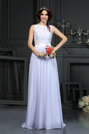 Prinzessin Chiffon A Linie Bodenlanges Brautkleid mit Reißverschluss - Bild 1