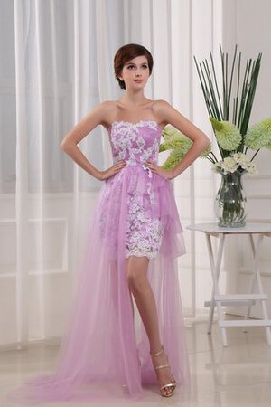 Robe de cocktail elégant de col en cœur ruché appliques textile en tulle - Photo 6