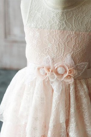 Robe de cortège enfant plissé avec fleurs de lotus a-ligne manche nulle - Photo 4