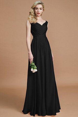 Ärmelloses A Linie Chiffon Normale Taille V-Ausschnitt Brautjungfernkleid - Bild 7