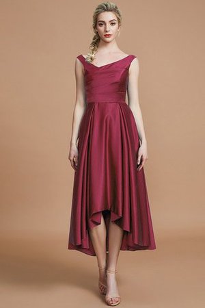 Robe demoiselle d'honneur naturel courte ligne a v encolure en satin - Photo 10