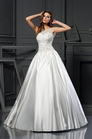 Robe de mariée longue encolure ronde de mode de bal en satin avec zip - Photo 1