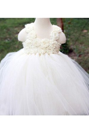 Robe de cortège enfant plissé manche nulle en tulle avec fleurs de mode de bal - Photo 2