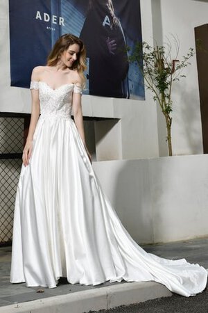 Robe de mariée a-ligne séduisant d'epaule ecrite discrete officiel - Photo 7