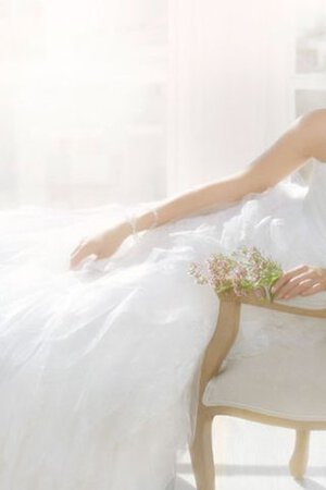 Abito da Sposa Naturale Spazzola Treno Senza Maniche A-Line in Tulle Cuore - Foto 3