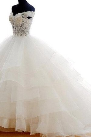 Abito da Sposa con Manica Corte Naturale in Tulle Allacciato radiosa Fuori dalla spalla - Foto 5