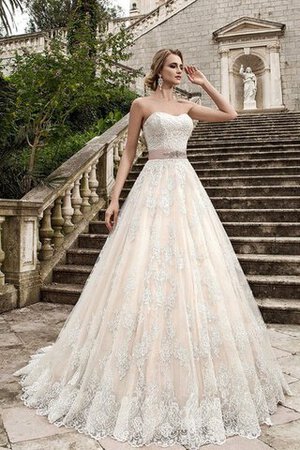 Robe de mariée naturel ceinture en étoffe avec perle cordon col en forme de cœur - Photo 1