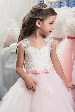 Robe de cortège enfant naturel en tulle manche nulle orné de nœud à boucle - Photo 3