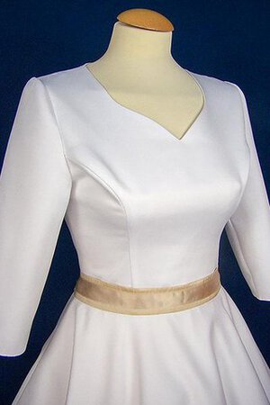 Robe de mariée courte en 1/2 manche ceinture a-ligne en satin - Photo 3