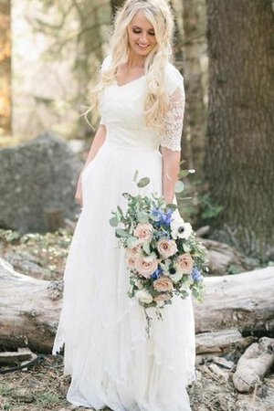 Abito da Sposa A Terra conservatore Vintage Elegante Semplice con Piega - Foto 1