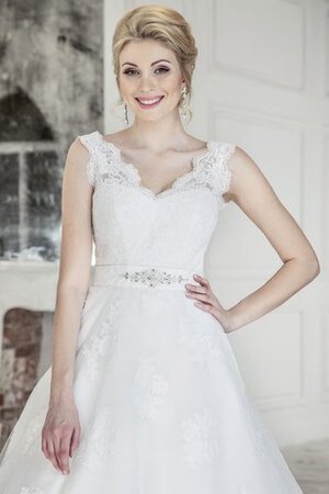 Robe de mariée naturel cordon manche nulle appliques avec nœud - Photo 2