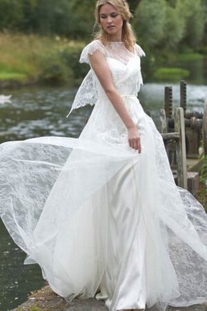 Vestido de Novia de Corte Recto en Gasa de Natural de Hasta el suelo de Manga corta - Foto 1