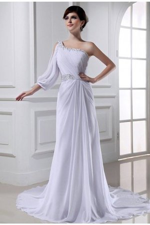 Robe de mariée avec perle manche nulle en chiffon a-ligne de princesse - Photo 1