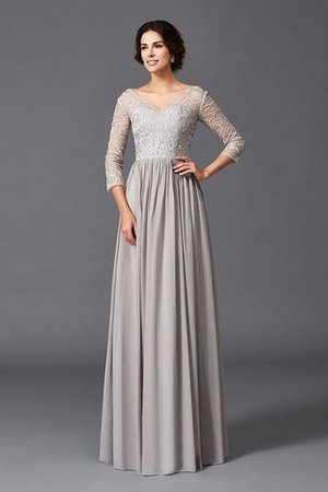 Robe mère de mariée longue naturel en 3/4 manche de princesse ligne a - Photo 3